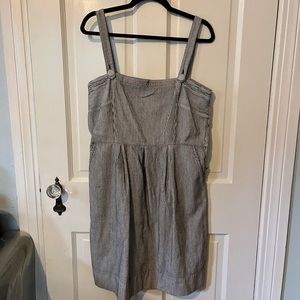 Anthropology Lil blue ticking button strap pinafore dress, size 16 (runs small)